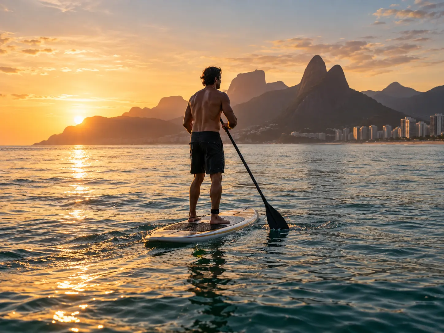 Praticante de stand up paddle